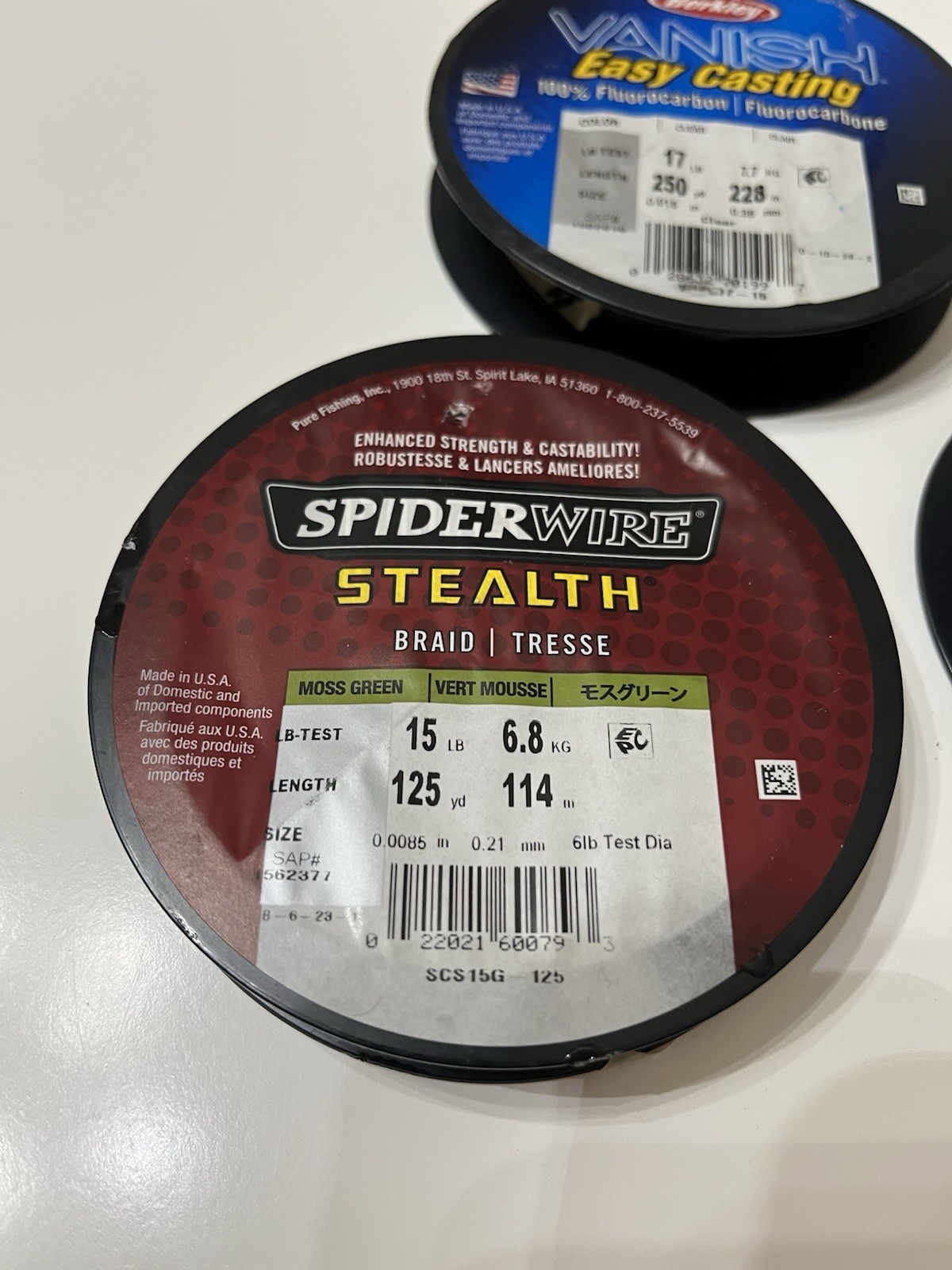 Berkley Vanish Fluorocarbon & SpiderWire Stealth Braid Fishing Line Lot 3 Spools