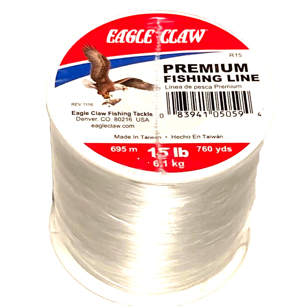 Eagle Claw Premium Fishing Line 15lb Test Clear 760 Yards Spool – Free Shipping