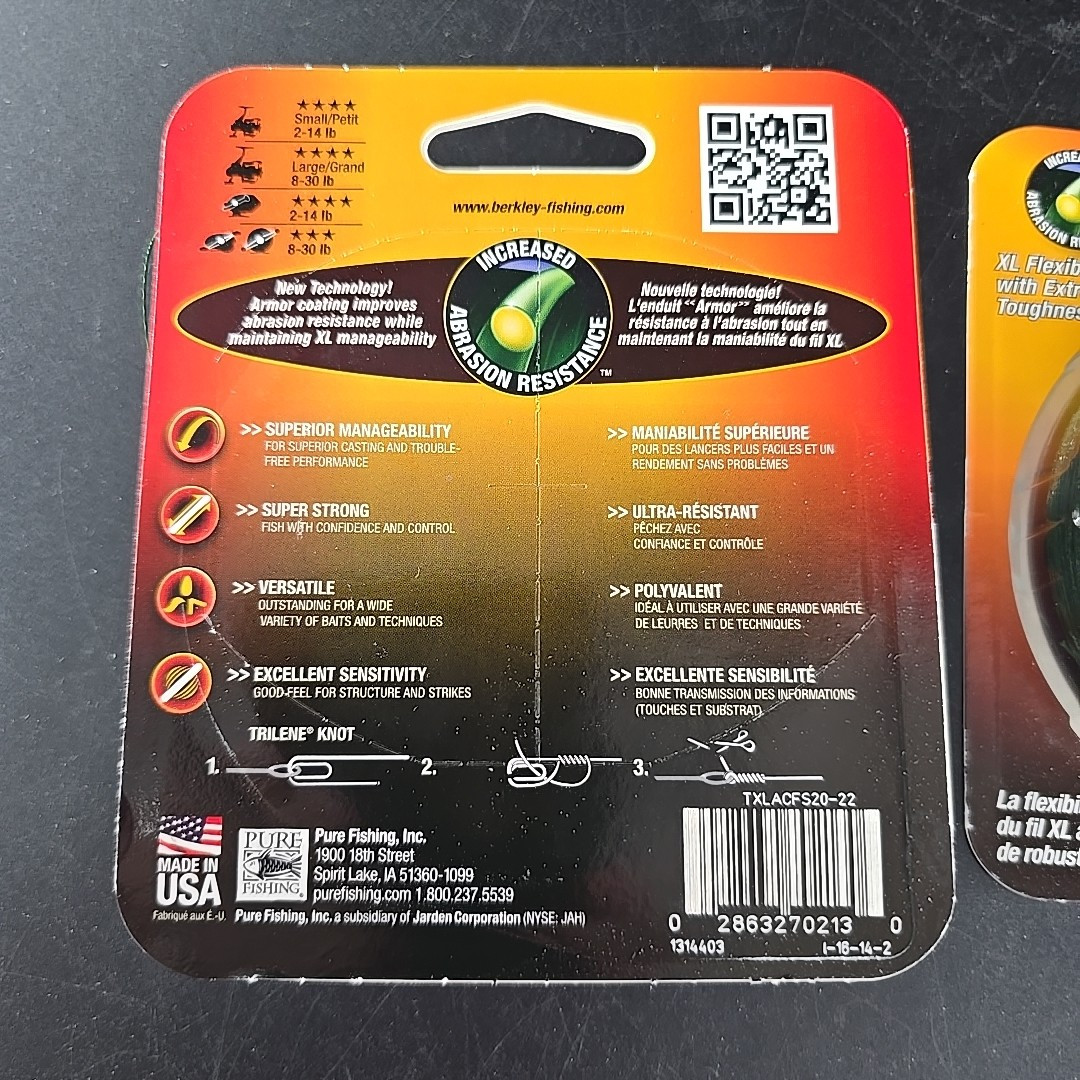 [2] 20lb Berkley Trilene Green XL Armor Coated Mono 220yds each.