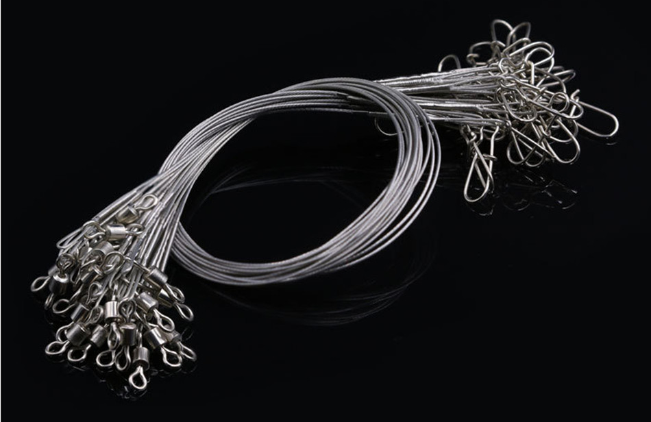 120pcs 25cm Trace Wire Stainless Steel Fishing Line Leaders With Snap & Swivel