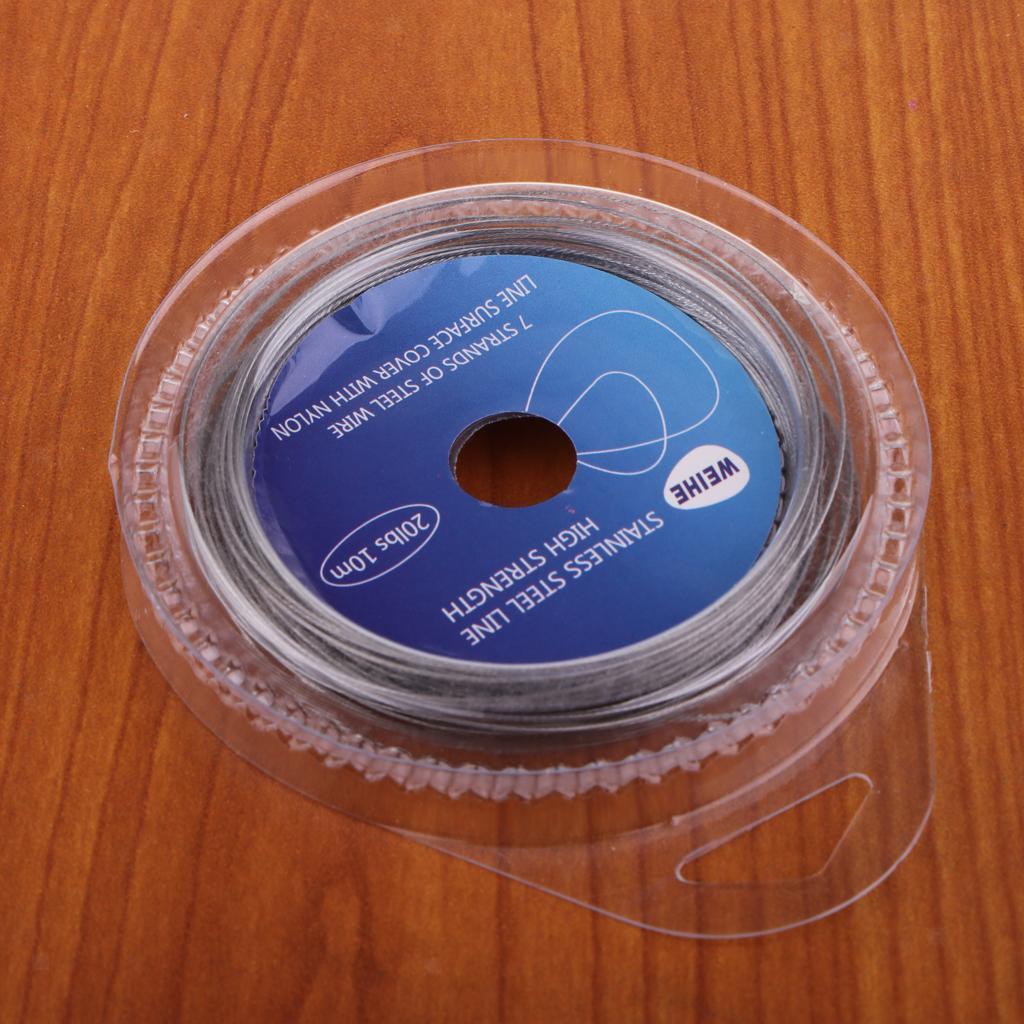 Fishing Line Wire Leader Nylon Coated Stainless Steel Leader Wire with Crimps