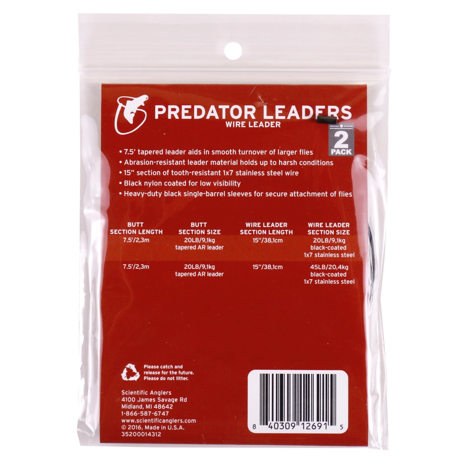 Scientific Anglers Predator Wire Leader 2 Pack – 2 SIZES – FREE SHIPPING OPTIONS