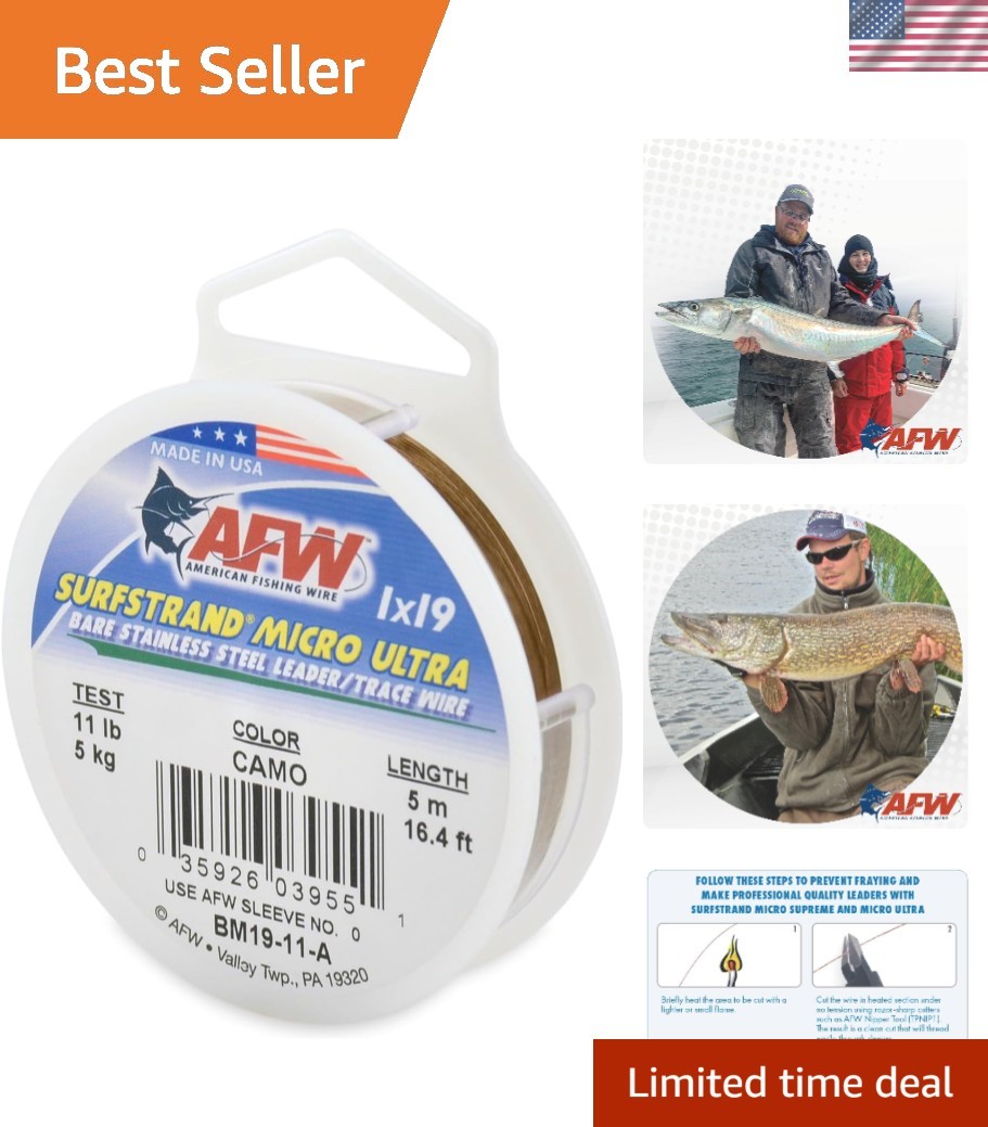 Surfstrand Micro Ultra Bare 1×19 Stainless Steel Leader Wire, 5m – 11lb