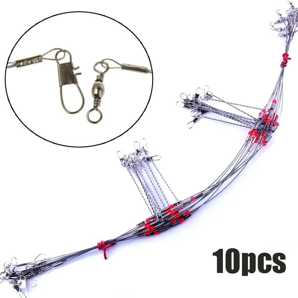 Quality High Carbon Stainless Steel String Fish Hook Safety Snaps Leader Trace w