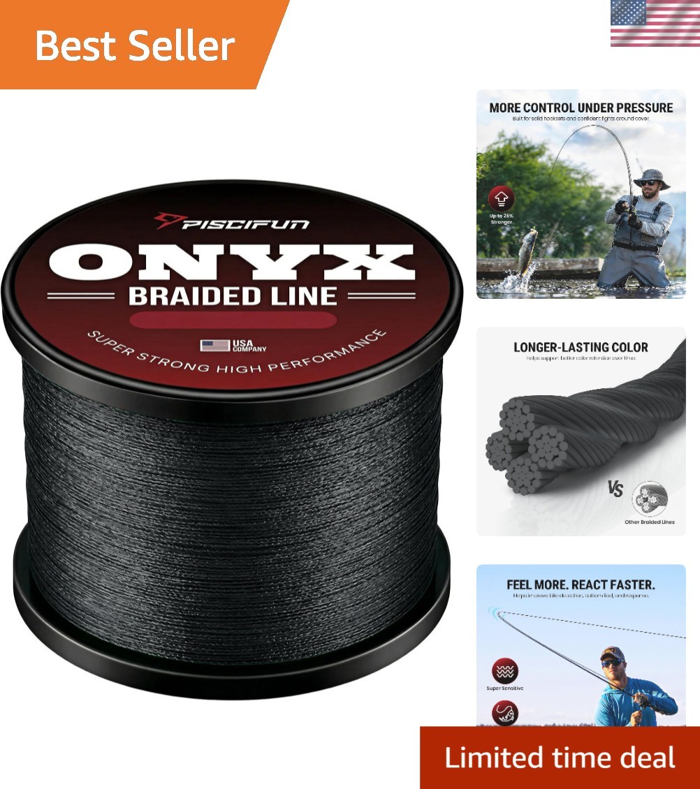 Onyx Braided Fishing Line, 150yds | Abrasion Resistant, Zero Stretch, 6lb-150lb