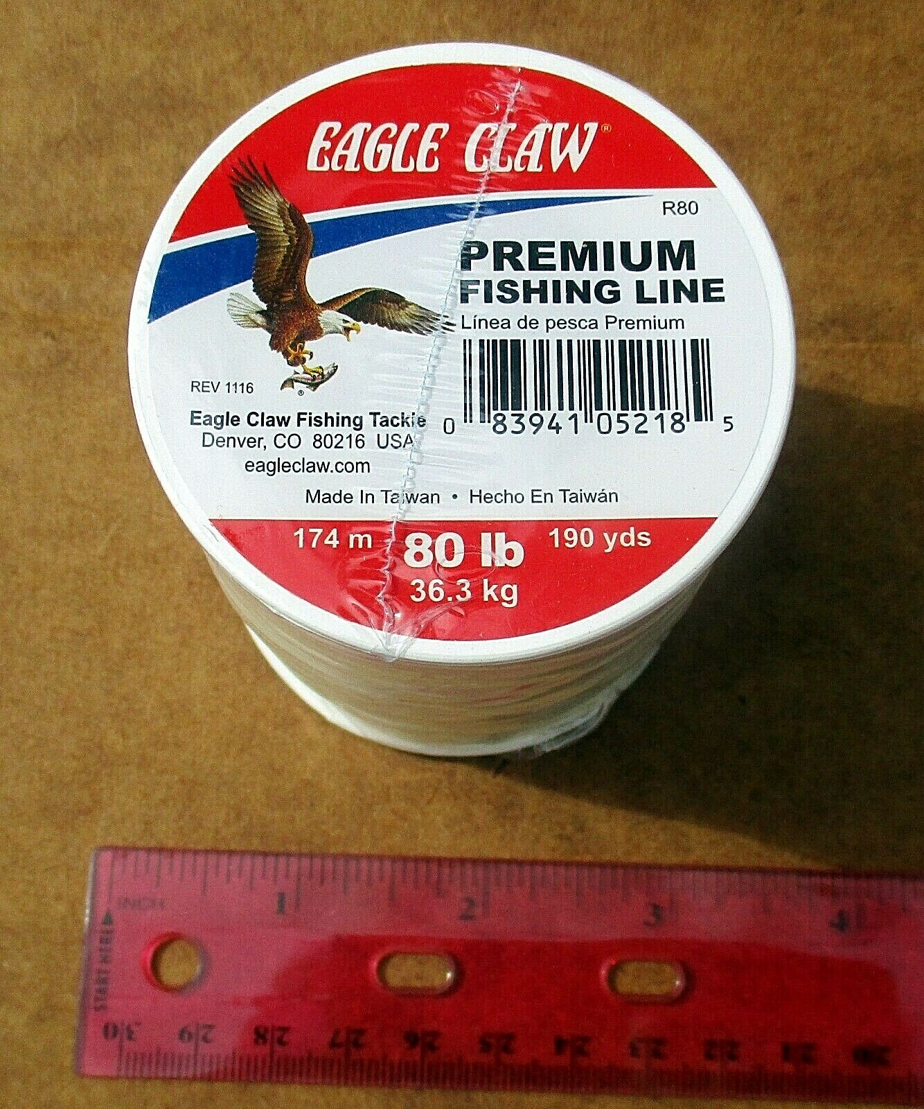 CLEAR Mono Premium Eagle Claw Fishing Line 80 Pound Test 190 yds Shark Tarpon