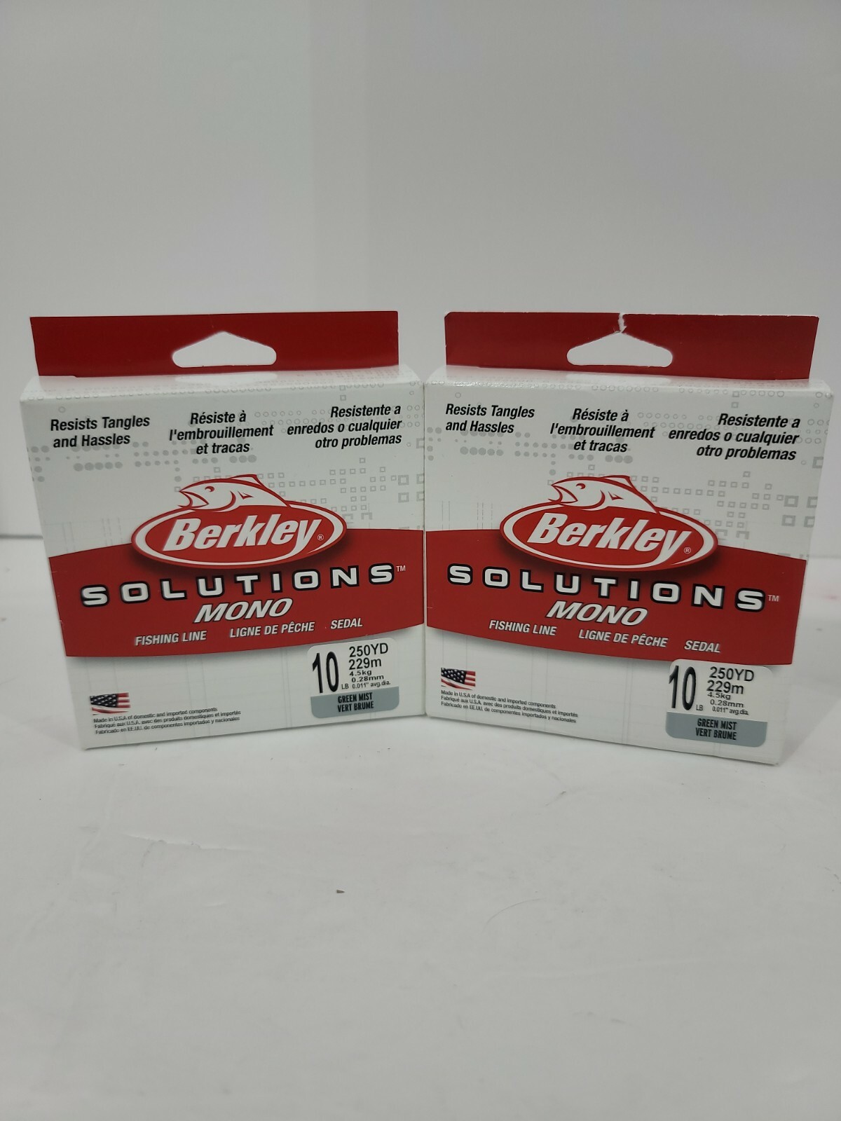 Lot of 2 Berkley Solutions MONO 10LB 250 YD green Mist