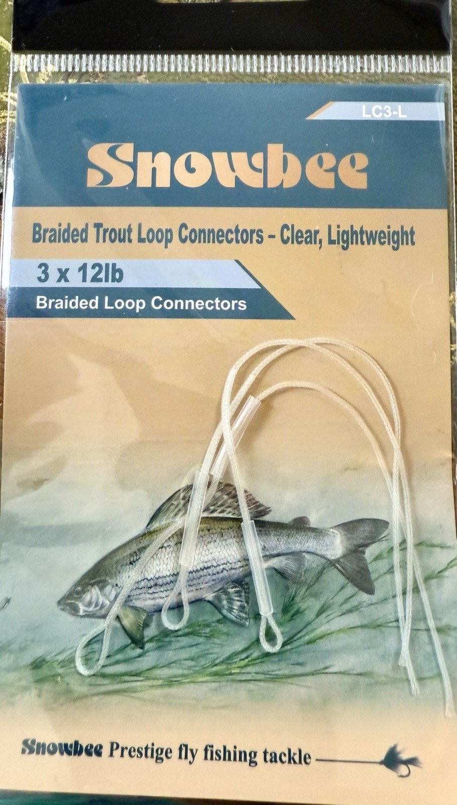 Packet of 3 Snowbee Lightweight Braided Loops for all # 1-5 Trout Fly Lines