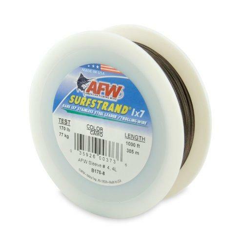 American Fishing Wire Surfstrand Bare 1×7 Stainless Steel Leader Wire, Camo