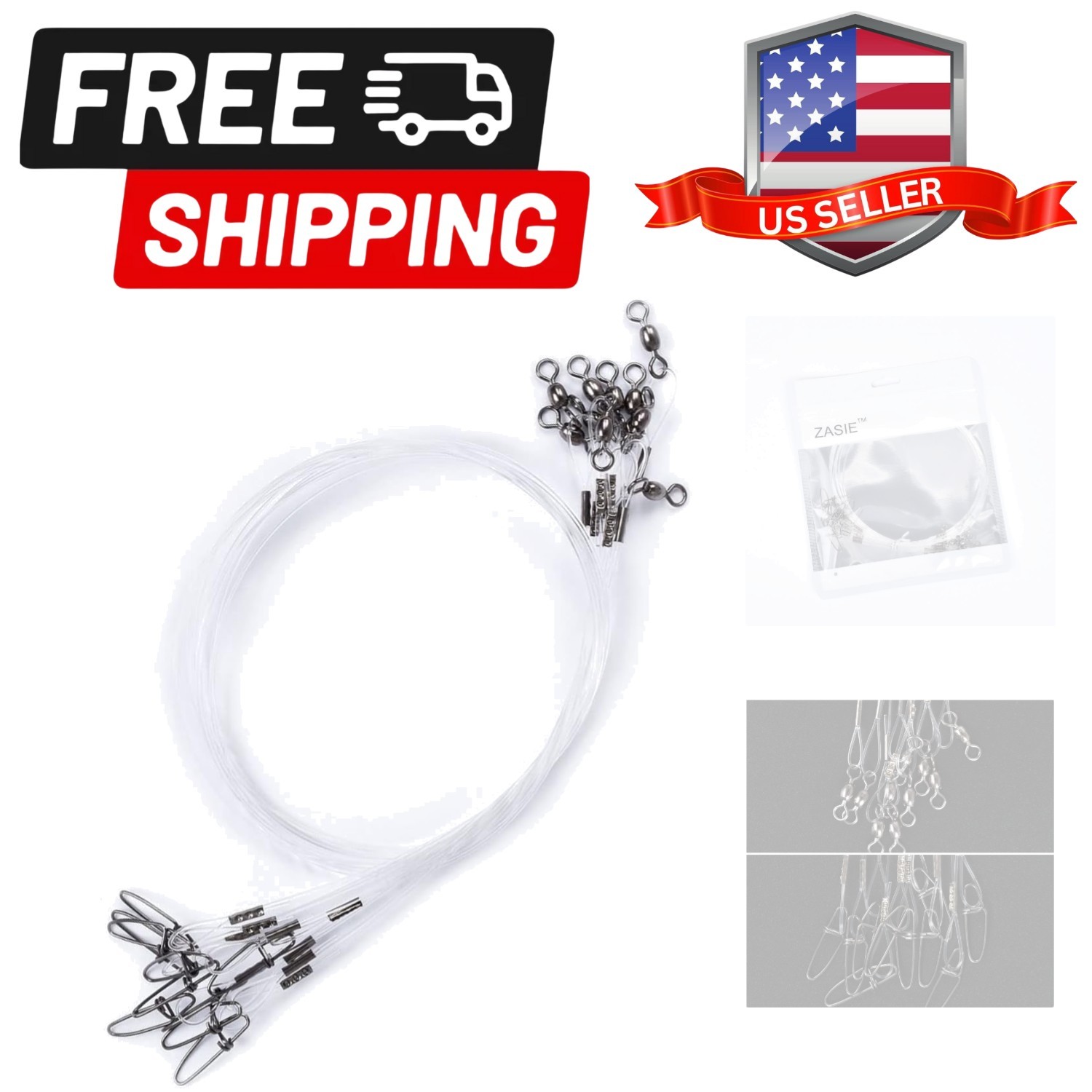 50lb 100% Fluorocarbon Fishing Leaders, 10/20 Pcs, Saltwater/Freshwater, 20in…