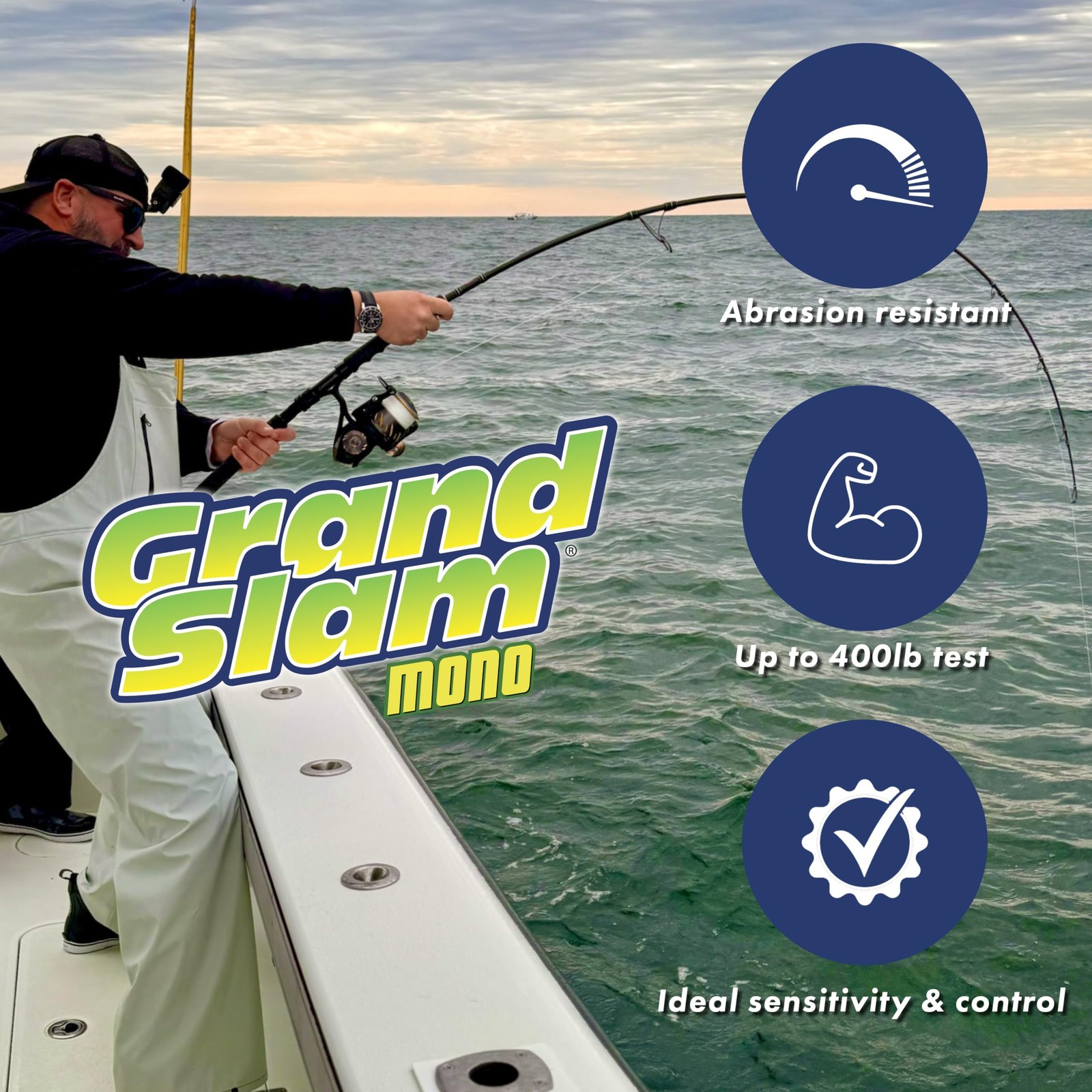 Grand Slam Monofilament, 50 Pound Test, Clear, 1/4Pound Spool