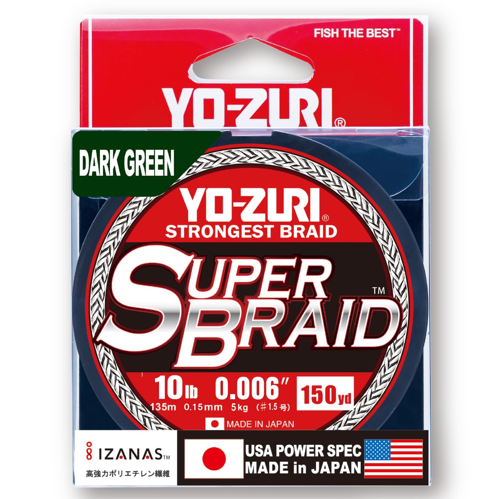 Yo Zuri Dark Green SuperBraid Fishing Line 10 lb High Abrasion Resistance