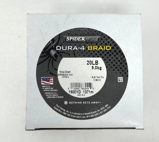 SPIDERWIRE ‘ DURA-4 BRAID ‘ MOSS GREEN ‘ 1500 YDS/1371 M ‘ 20LBS/9.0 KG