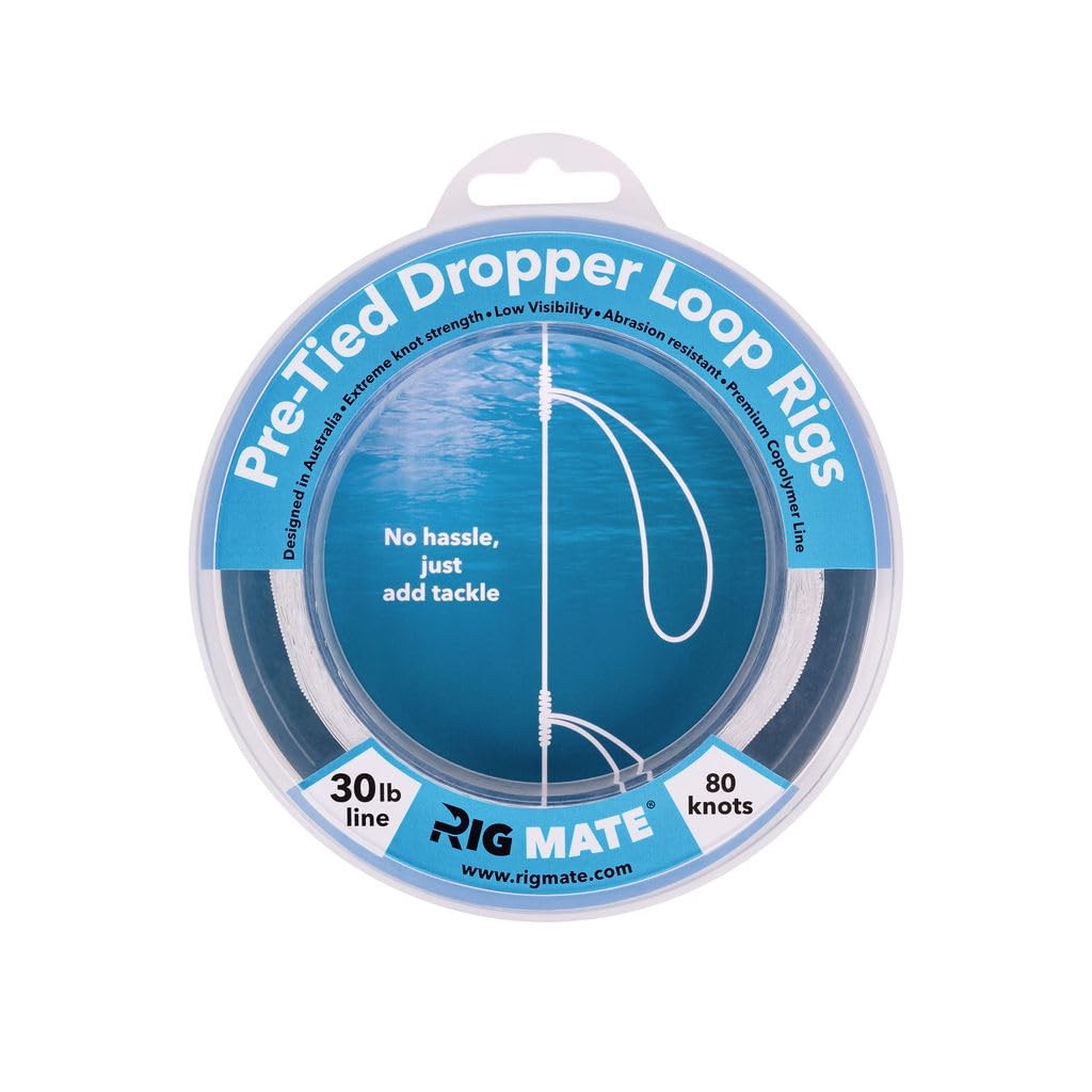 30 lb Pre-Tied Dropper Loop Rigs. Fishing Line Spool. Loops 18 Inches Apart with