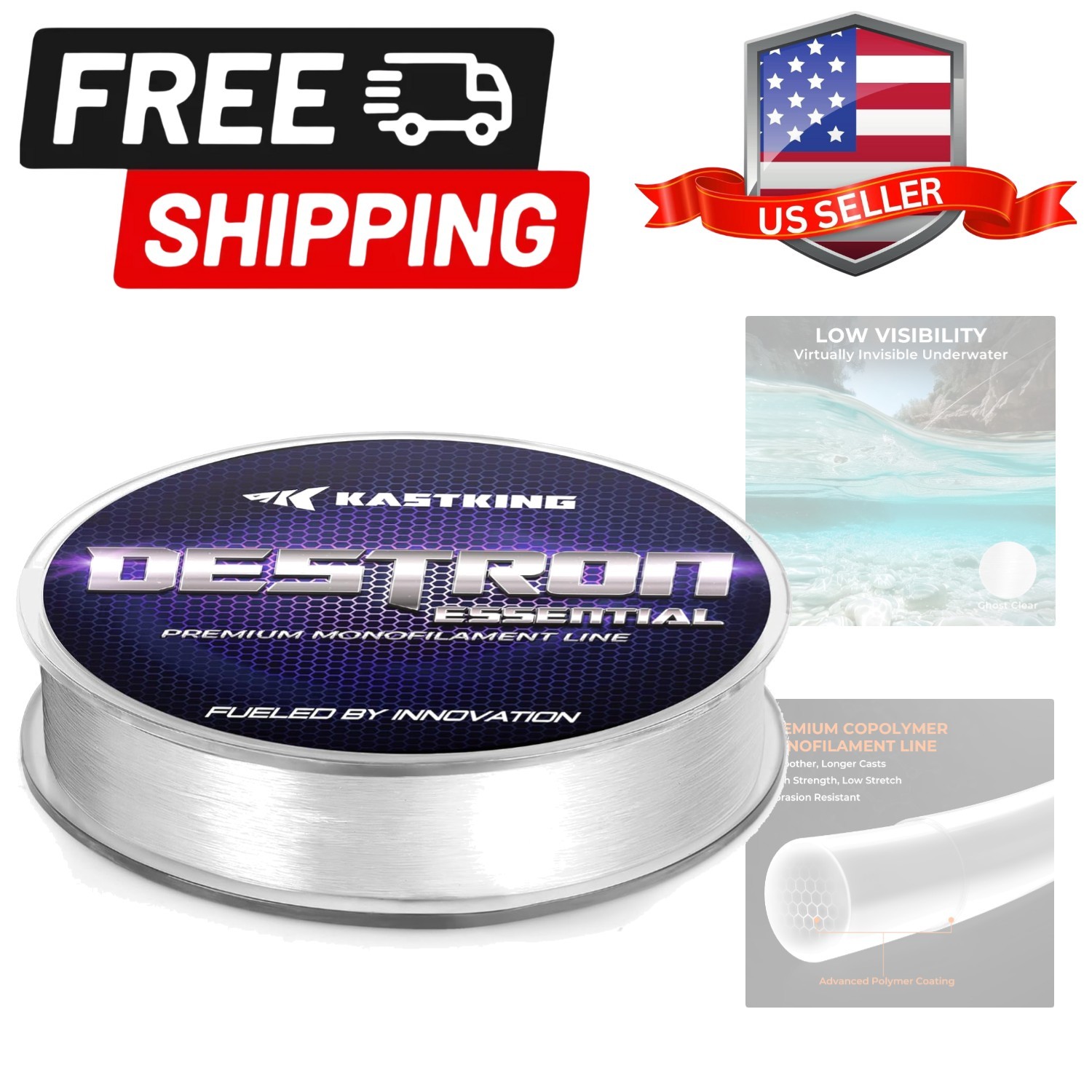 Destron Essential Monofilament Fishing Line, Advanced Polymer Coating for Hig…