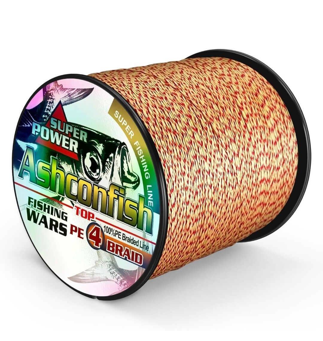 Ashconfish 4 Strand 500m PE Braided Fishing Line 6LB 0.10 mm Mixed Yello & Red.
