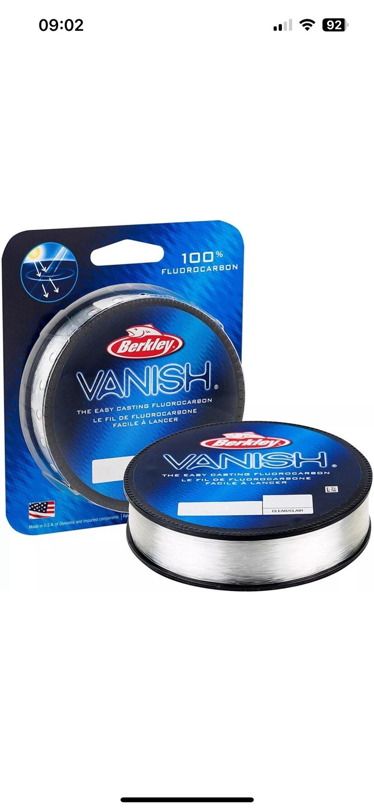 Berkley Vanish Fluorocarbon LINE 14lb 250 Yards Fly match Virtually Invisible