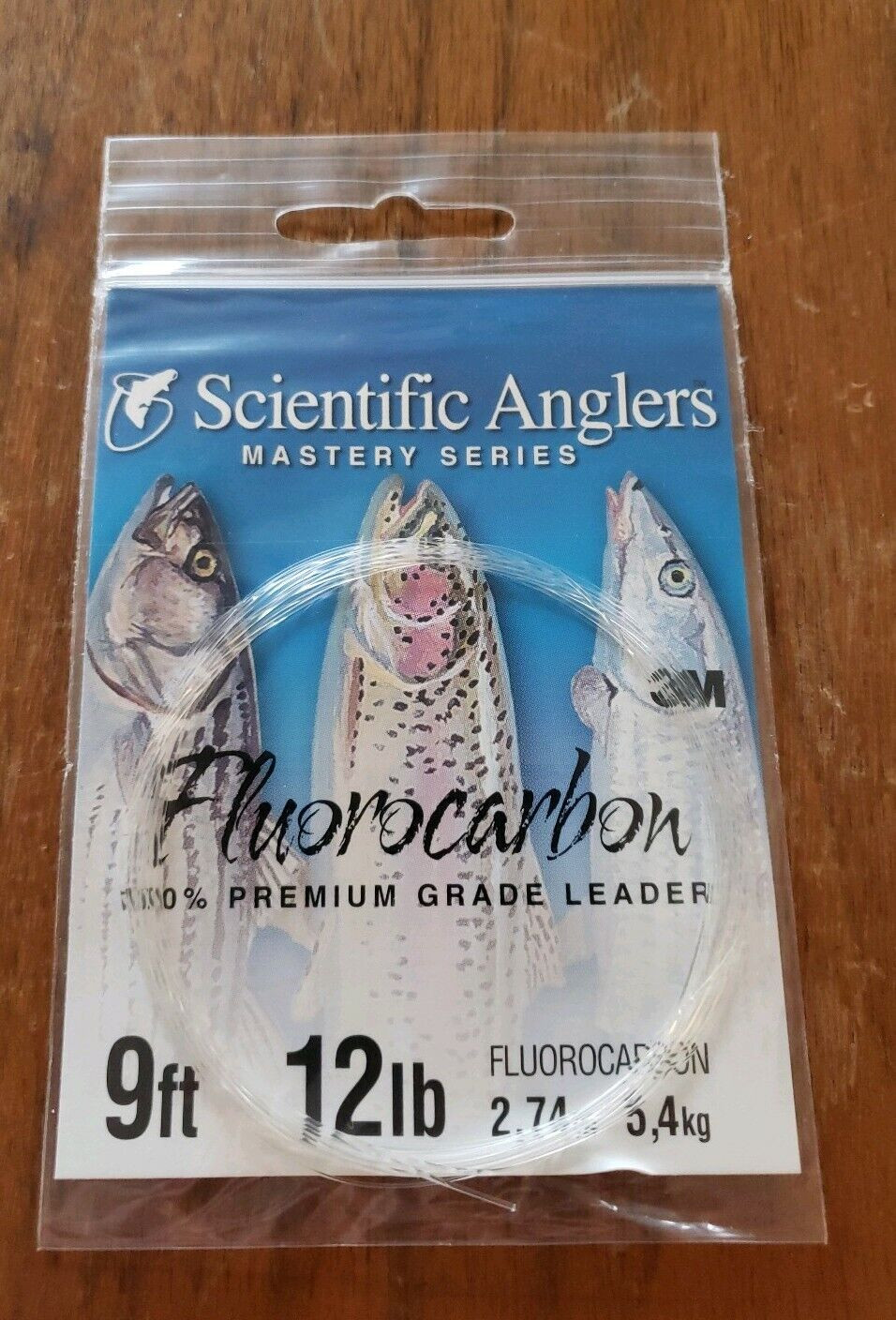 Scientific Anglers Mastery Fluorocarbon Leader 9 feet 12lb. test – 1 Pack – NEW