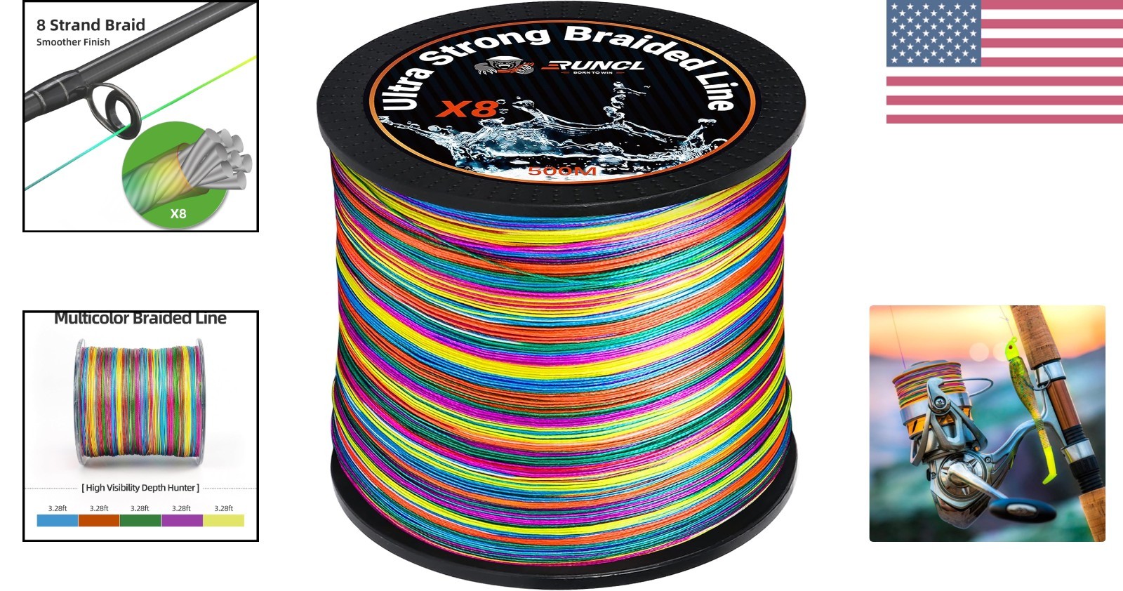 8 Strands Braided Fishing Line – High Visibility Colored Braid Line, Super St…