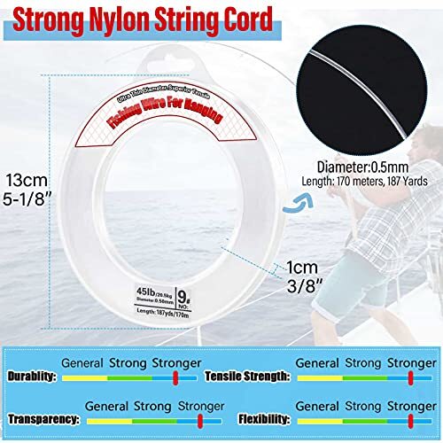 Clear Fishing Wire, Acejoz 656FT Fishing Line Clear 0.5mm, 558ft, 45lb