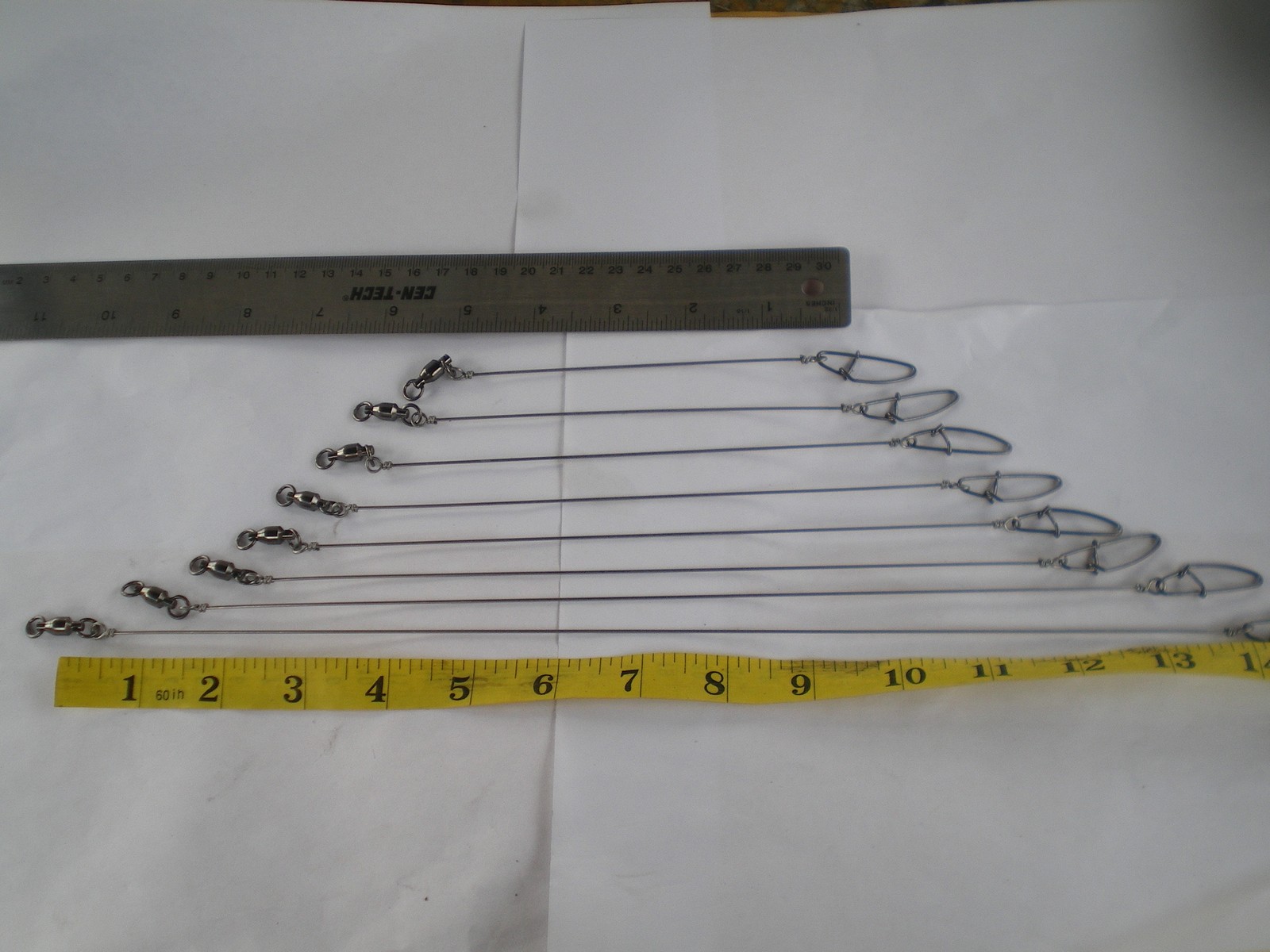 15 PCS. SOLID STAINLESS STEEL WIRE LEADER 6″/100 LBS TEST W/BALL BEARING SWIVEL