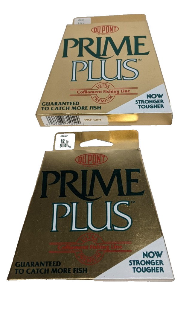 NOS 2 Dupont Prime Plus Cofilament Fishing Line Clear 12lb 250 yds