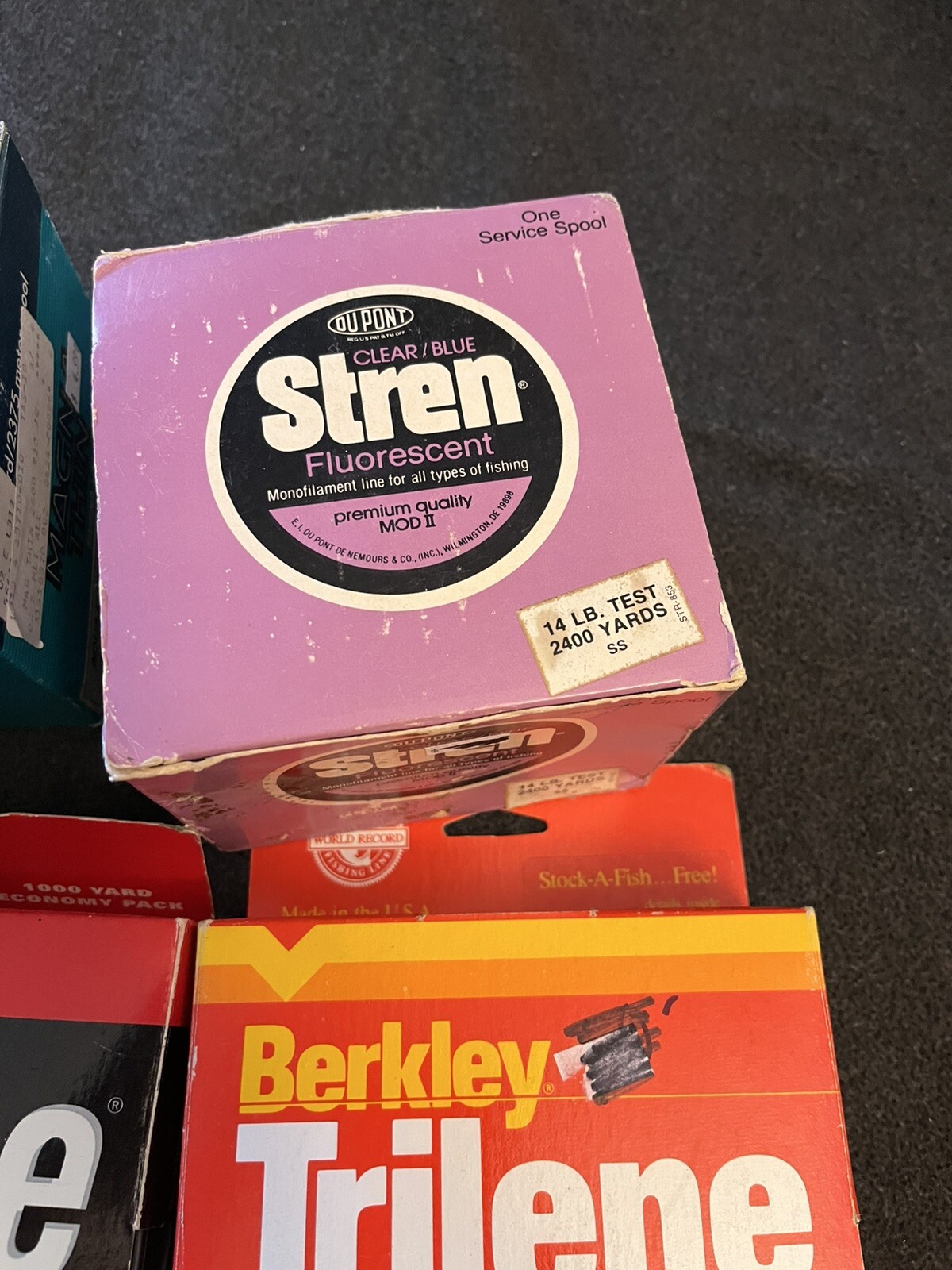 ASSORTED WEIGHT BERKLEY TRILENE STREN SHAKESPEARE ETC FISHING LINE LOT