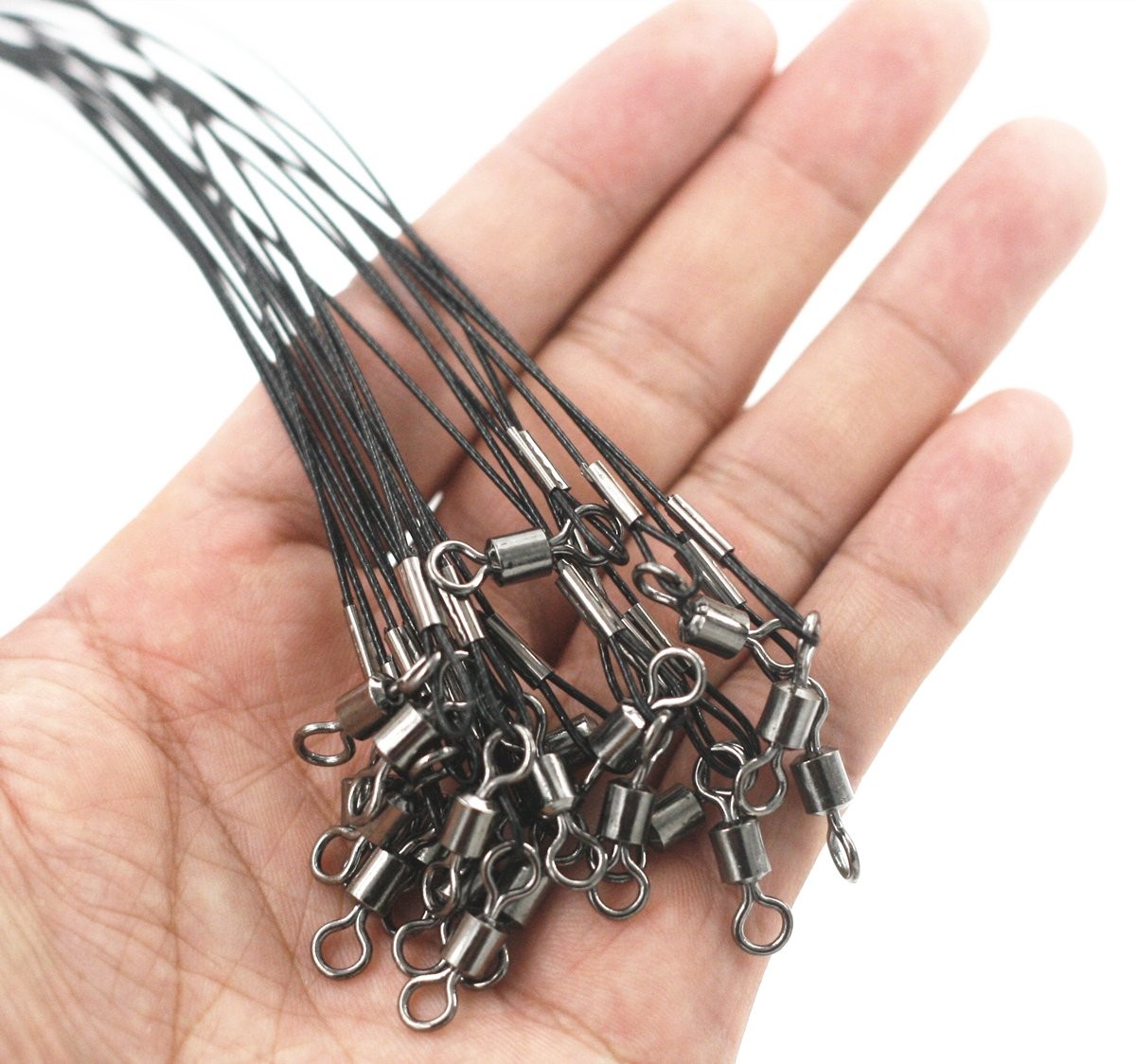 15Pcs 125Lbs Heavy Duty Stainless Steel Fishing Lead Wire with Swivel and Snap