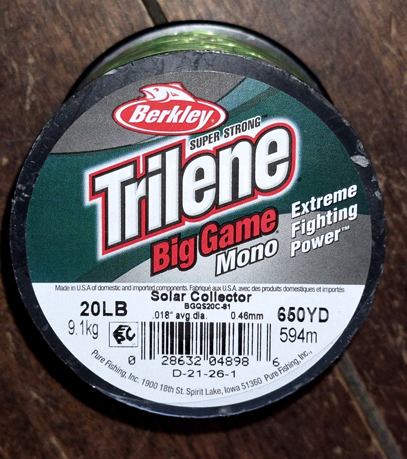 Berkley Trilene Big Game Mono SOLAR COLLECTOR 20 LB Fishing Line #BGQS520C-81