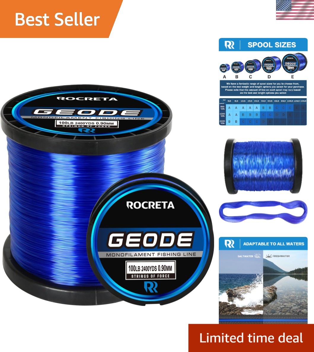 Geode Heavy-Duty Monofilament Fishing Line – 500 Yards, 100lb Break Strength