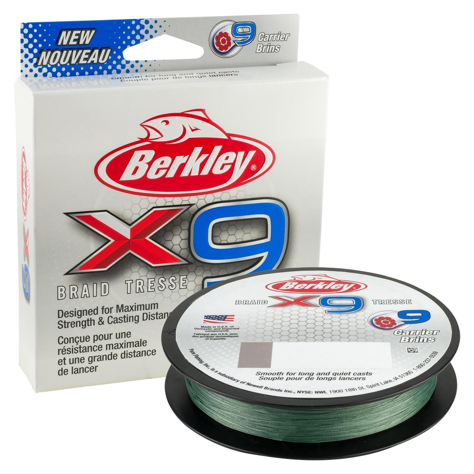 Berkley X9 Braid Fishing Line 164Yd Low Vis Green 40Lb Test High Strength 9 S…