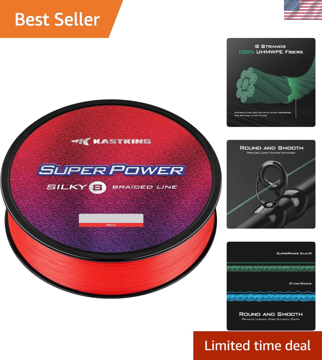 SuperPower Silky8 Braided Fishing Line – 8lb Strength, Zero Stretch for 150 Yds
