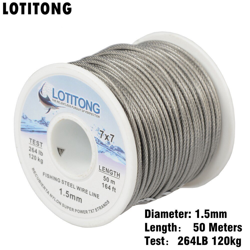 70lb-368lb Fishing Steel Wire Fishing Lines 7×7 49 Strands Super Soft Wire Lines