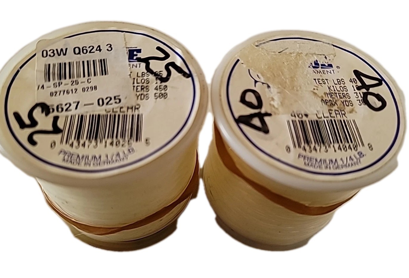 2 Ande Premium Monofilament Mono Line 1/4 lb Spool 25 &40 Lb 325 Yd Clear NOS