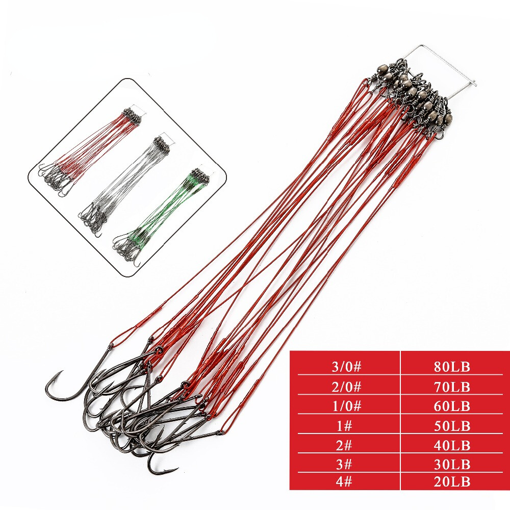 20Pcs/Lot Anti Bite Steel Fishing Line Steel Wire Leader With Swivel 20LB-80LB