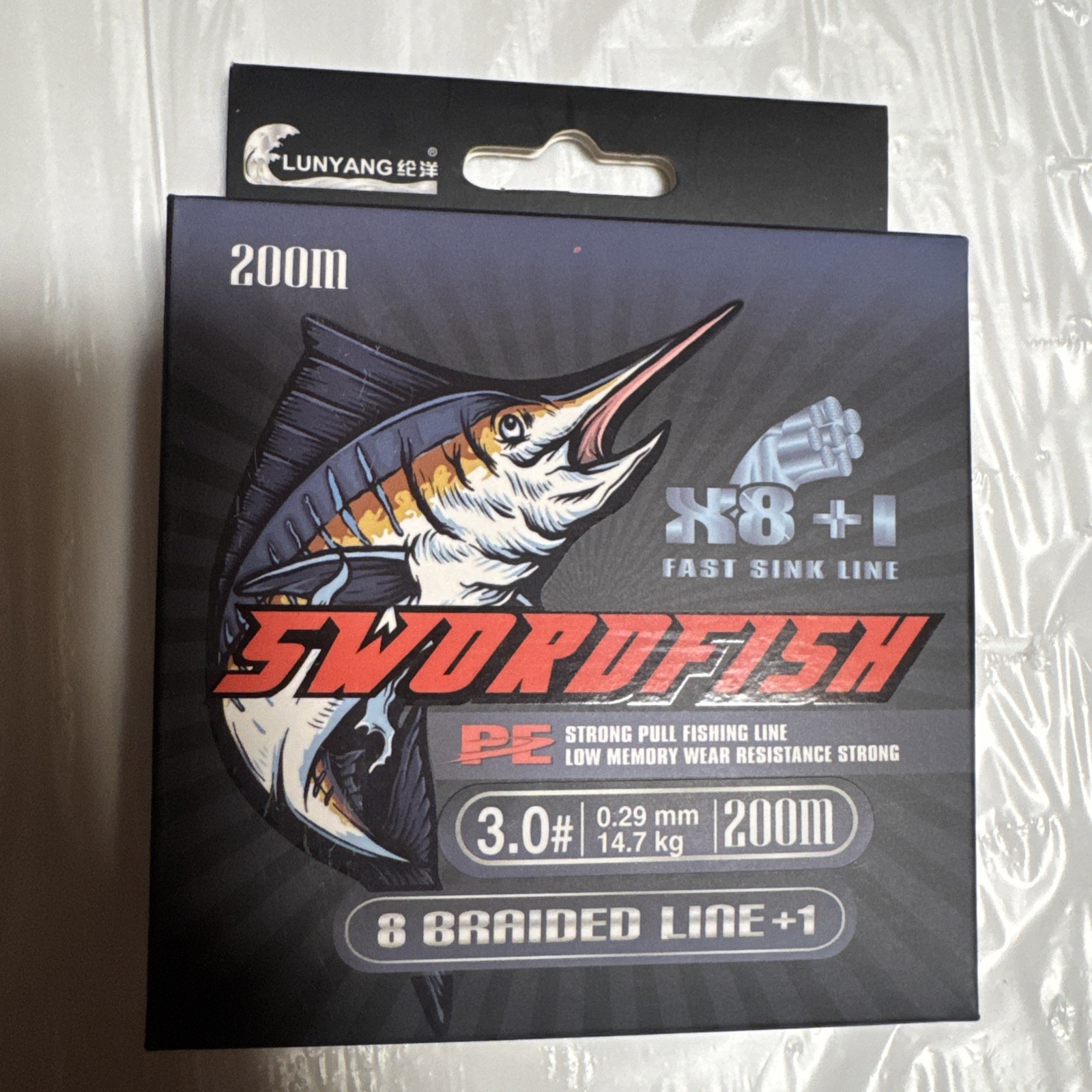 LUNYANG 200M 32LB PE 8+1 Braided Fishing Line 0.29mm Fast Sinking