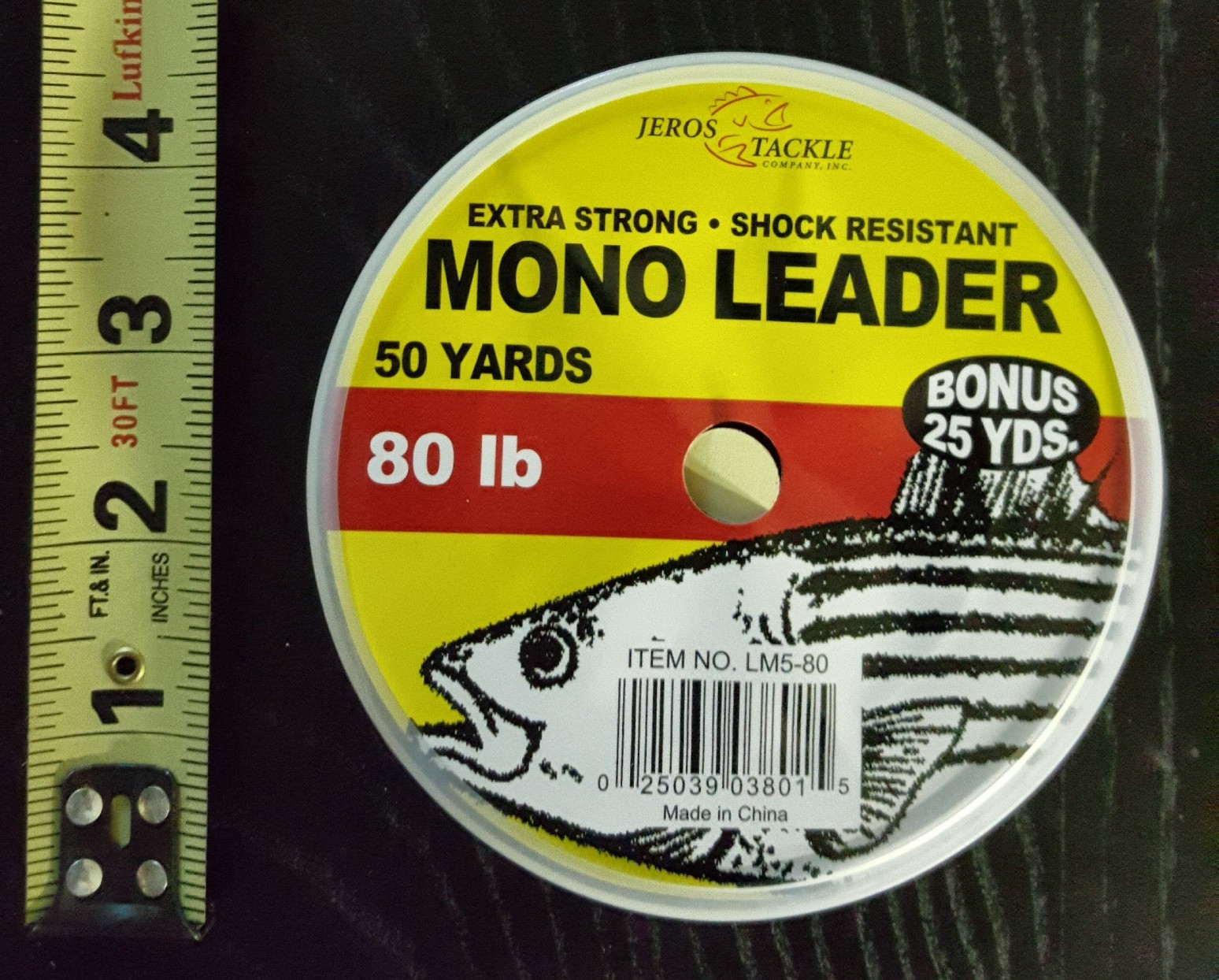 Bonus 25 Yards Extra Strong Shock Resistant Mono Leader 80lb 50-Yards Clear, New