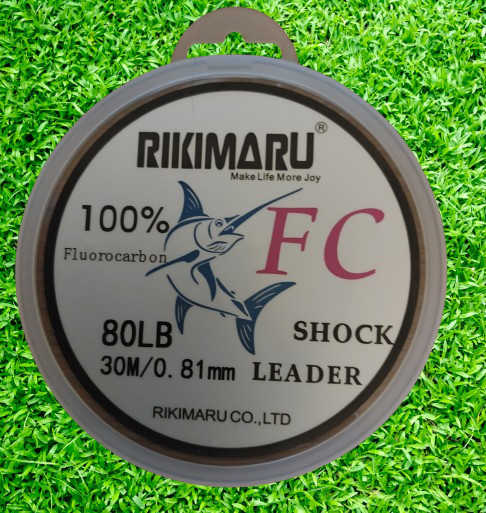 Rikimaru 100% Fluorocarbon Shock Leader Sinking Fishing Line 30m x 80LB