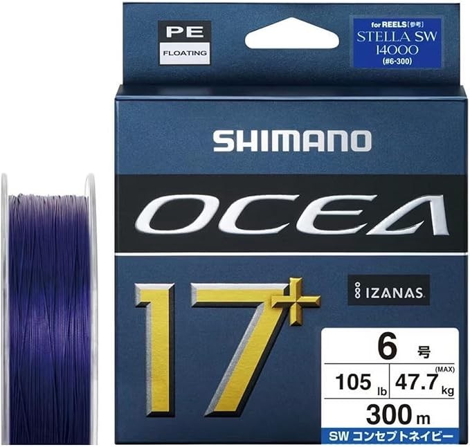SHIMANO PE Line Ocea 17plus PE 300m LD A71Y No 6 105lb SW Navy