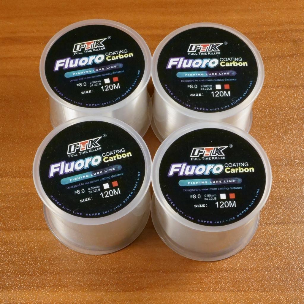 524yds Fluorocarbon Fishing Line Super Strong 34lb #8 131yd 4 Pack