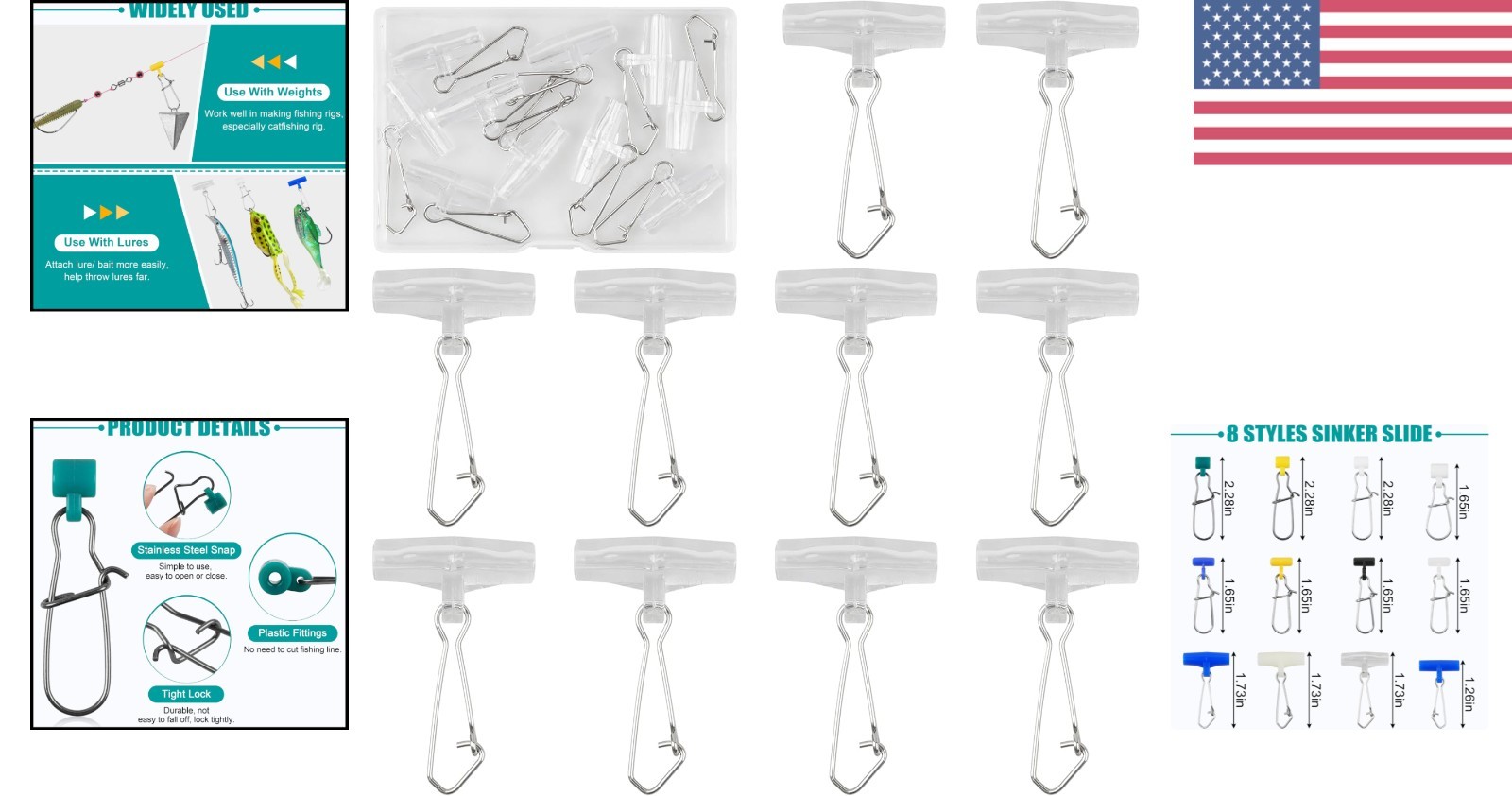 High Strength Sinker Slider Connectors for Saltwater and Freshwater – 10/60pcs