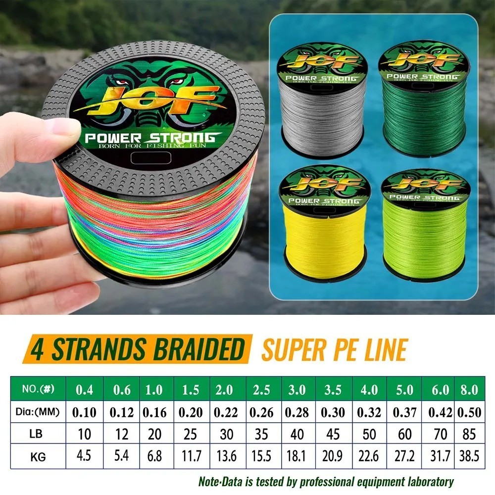 JOF 4 Strands Fishing Line 300/100M Braided PE Fishing Strong Fishing Line Multi