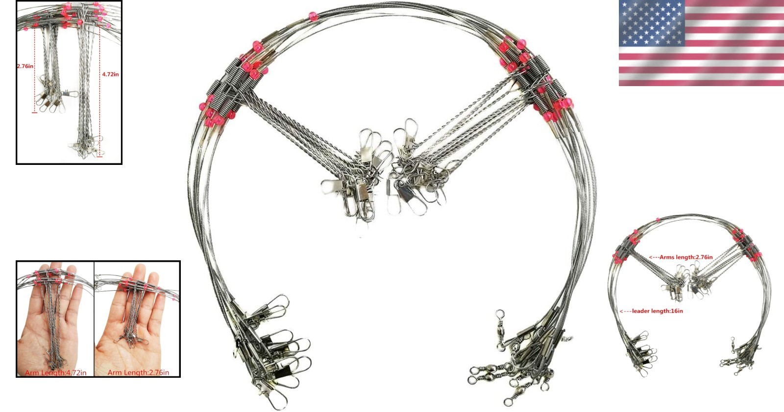 Versatile Hi-Low Rig Leaders for Trolling: 1/2/3 Arm Setup, 80lb Strength