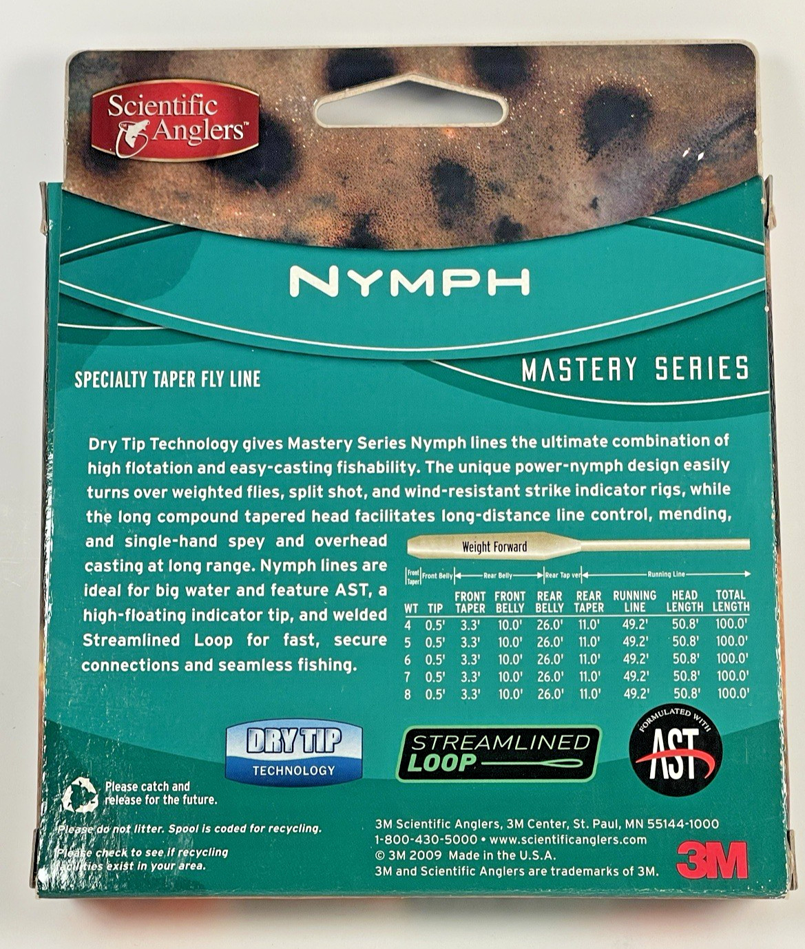 Scientific Anglers Mastery Nymph WF-7-F Fly Line 100ft NOS