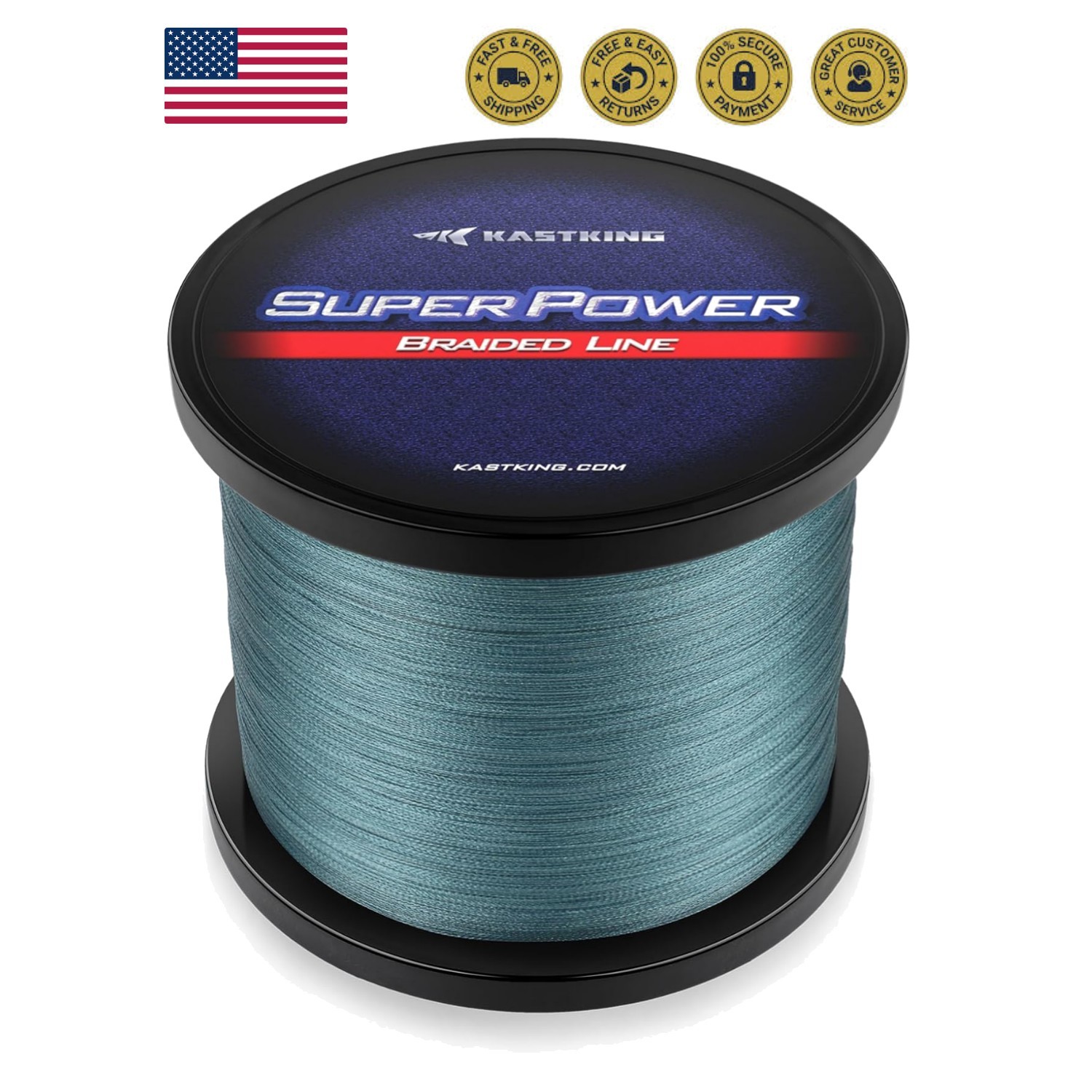 Kastking SuperPower Braided Fishing Line 40lb – Abrasion Resistant, Low-Vis Gray