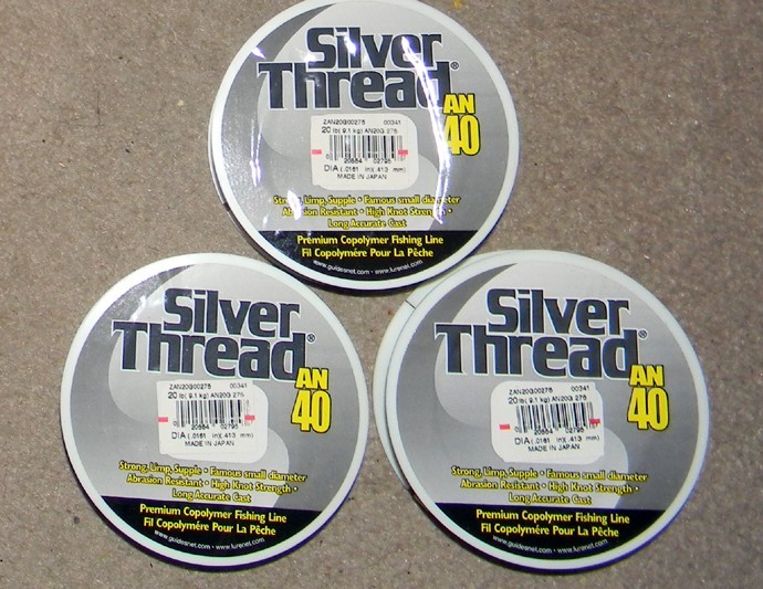 Silver Thread AN40 Copolymer Line -3 Spools 20# -275 yds ea – Green – New