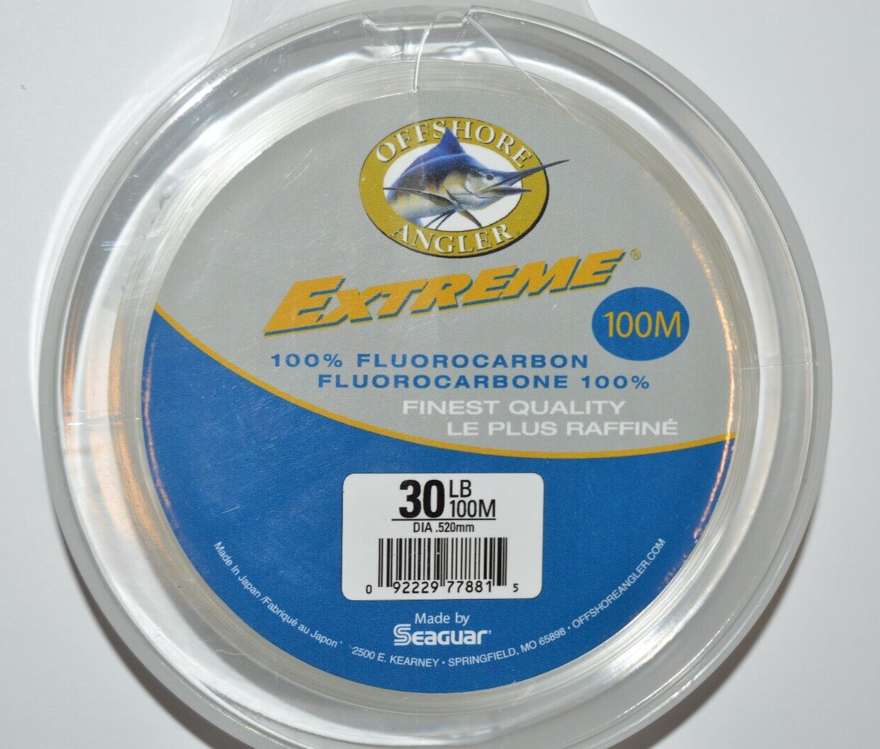 offshore angler extreme seaguar 100% fluorocarbon 30lb clear 100m salt leader