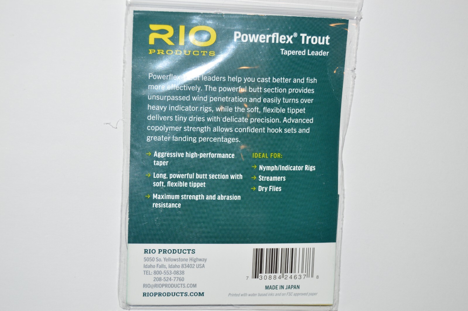 rio powerflex trout tapered leaders 9ft 4x 6.4lb 3 per pack nymphs flies stream