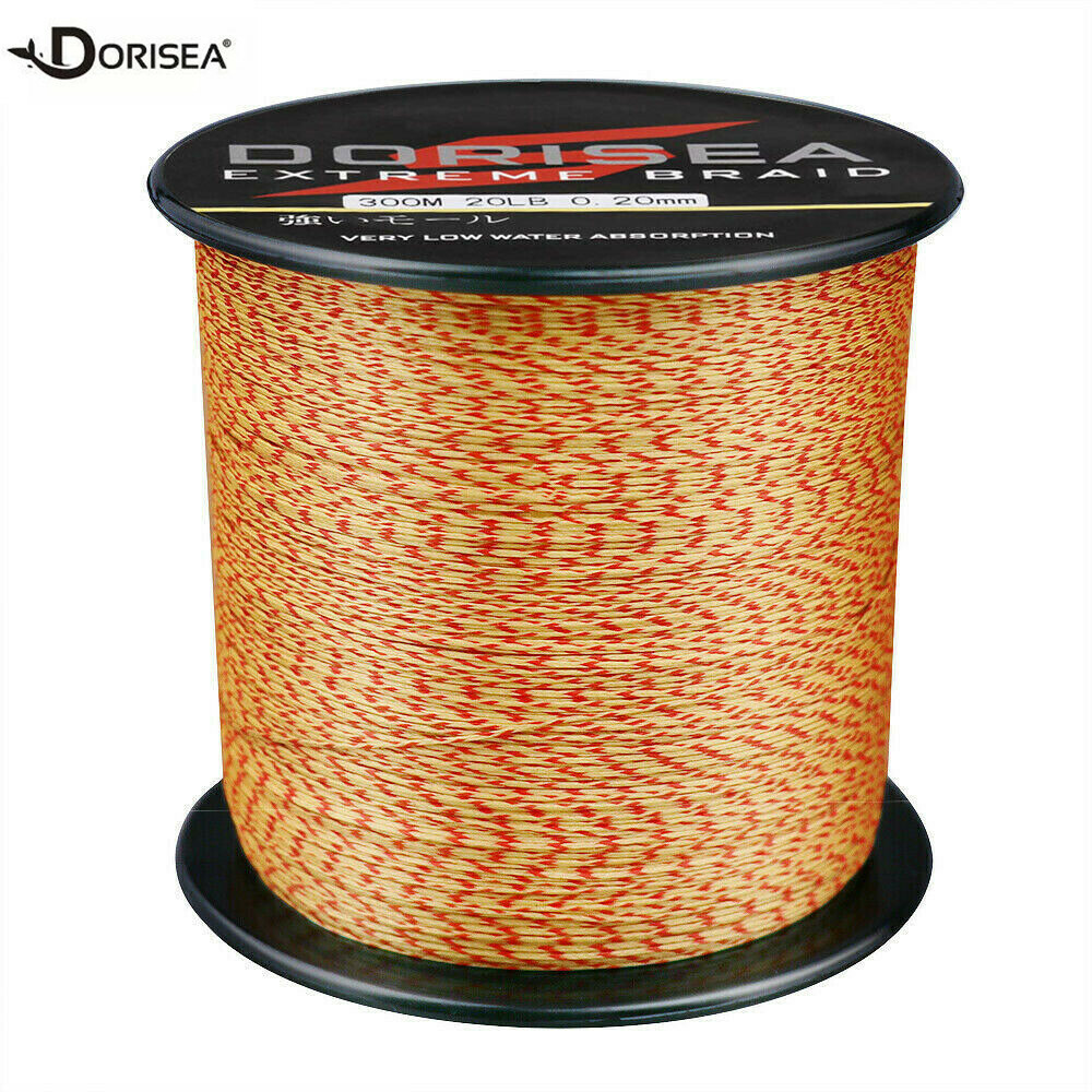 Dorisea Braid 100m~2000m Yellow&Red Mixed Spot PE Braided Fishing Line Thread