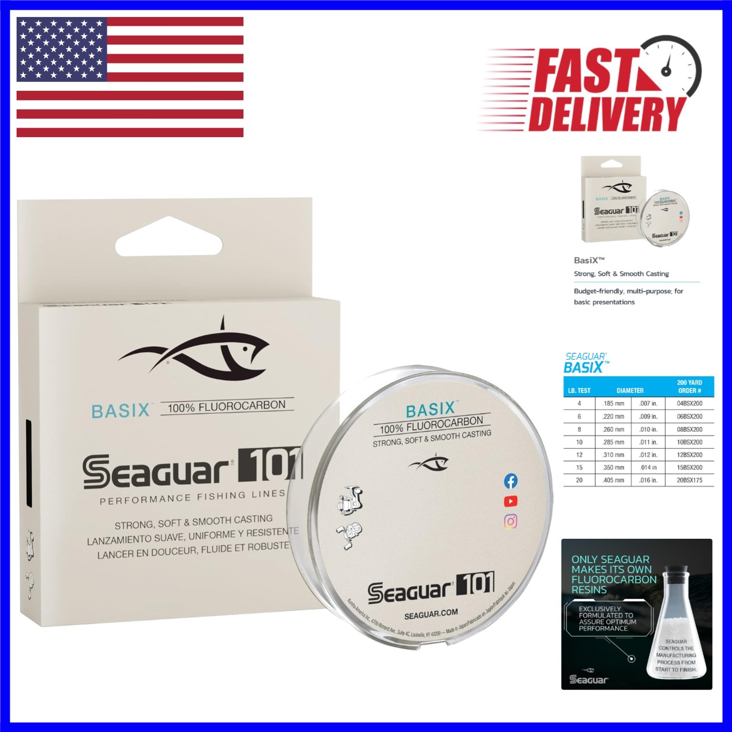 Durable Basix 15lbs Fluorocarbon Fishing Line – 200 Yards of Quality Performance